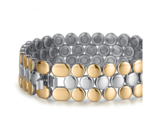 Турмаліновий магнітний браслет для здоров'я, нормалізація тиску та імунітет 4в1 позолота 18 каратів