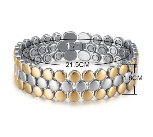 Турмаліновий магнітний браслет для здоров'я, нормалізація тиску та імунітет 4в1 позолота 18 каратів