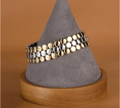 Турмаліновий магнітний браслет для здоров'я, нормалізація тиску та імунітет 4в1 позолота 18 каратів