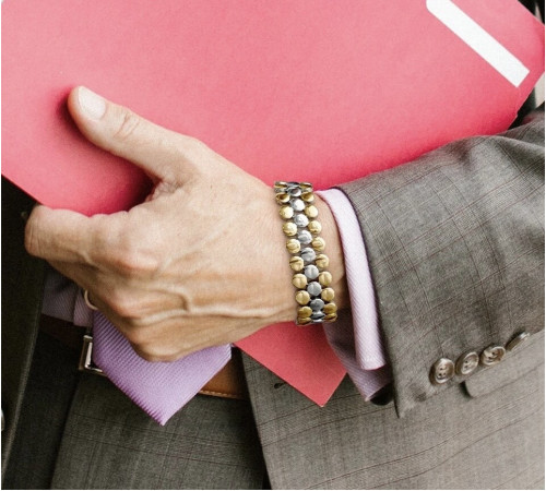 Турмаліновий магнітний браслет для здоров'я, нормалізація тиску та імунітет 4в1 позолота 18 каратів