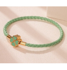 Золотий браслет Чотирилистий конюшиний зелений для удачі, для успіху та харизму, для багатства та здоров'я