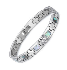 Срібний турмаліновий із перламутром браслет із магнітами, Геліотіс Bio Energy для здоров'я