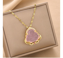 Золота підвіска Хотей бог багатства з рожевим турмаліном, символ веселощів і достатку Swarovski