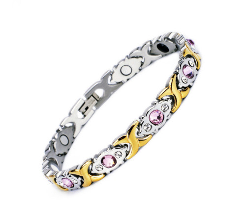 Срібний турмаліновий браслет Червоний Рубін магнітний гематитовий титановий для здоров'я та захисту 5в1