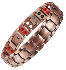 Мідний турмаліновий магнітний гематитовий титановий браслет для здоров'я та нормалізації тиску 5в1 з позолот