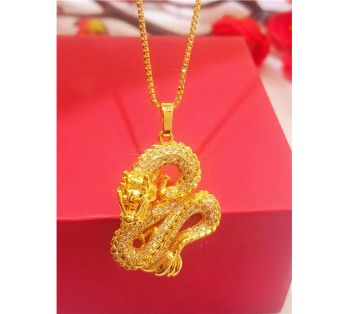 Золота підвіска Дракон із цитринами для багатства та удачі, здоров'я, щастя на 9 період