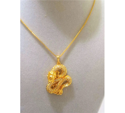 Золота підвіска Дракон із цитринами для багатства та удачі, здоров'я, щастя на 9 період