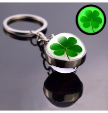 Брелок Амулет зі справжнім Чотирилистним конюшиною для удачі