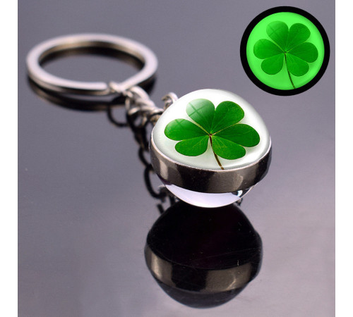 Брелок Амулет зі справжнім Чотирилистним конюшиною для удачі