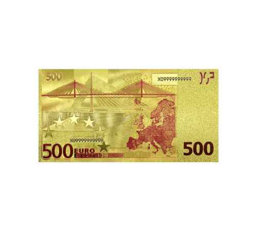 Золота Купюра 500 Євро Президент Зеленський для приваблення Удачі та Багатства 24 каратів