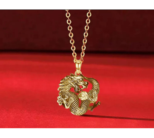 Золота підвіска Містичний Дракон для багатства, удачі, збереження грошей, здоров'я