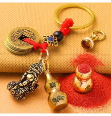 Сакральний Брелок Дракон Пі Яо з гарбузом Ву-Лу та монетамиської пудрою для Багатства та Довгоріччя та удачі