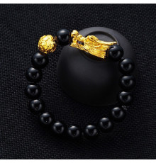 Браслет Дракон із Чорного Агата для Здоров'я, Захисти та Великі скарби з Сінгапуру на 9 період