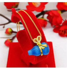 Золота Підвіска Амулет Ізобілія Гарбуз Ву Лу для здоров'я та повноцінного життя Будди Медицини з ляпістуриту