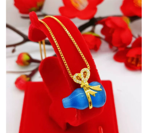 Золота Підвіска Амулет Ізобілія Гарбуз Ву Лу для здоров'я та повноцінного життя Будди Медицини з ляпістуриту