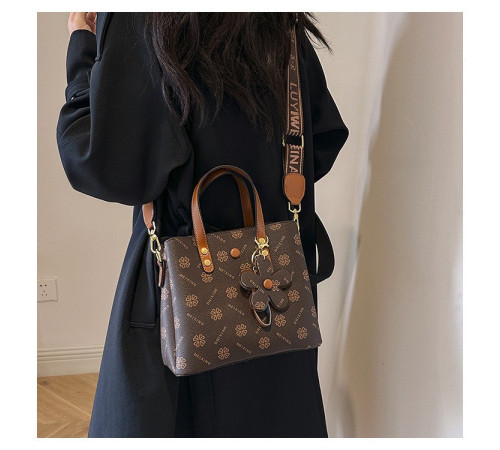 Брендова сумка з Чотирилисним Клевером і Брелоком Удачі для приваблення грошей коричневий колір