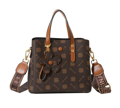 Брендова сумка з Чотирилисним Клевером і Брелоком Удачі для приваблення грошей коричневий колір