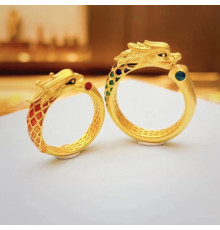 Золоте кільце Дракон і Фенікс пара для щастя й процвітання, Удача в сім'ї, Удача на 20 років