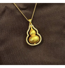 Золота Підвіска Гарбуз Ву Лу з фіанітами для гарного Здоров'я та Ісцелення, Велика Удача в 9 періоді