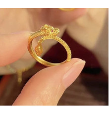 Тибетське Золоте кільце Сакральний Дракон із фіанітами для здійснення ваших бажань у 9 періоді та удачі