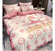 Турмалінова шовкова постільна білизна зі срібною ниткою з рожевим чотирилистним конюшиною Вековий Схід