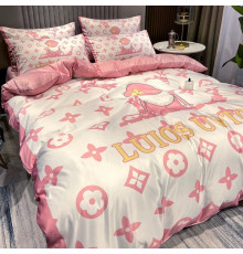 Турмалінова шовкова постільна білизна зі срібною ниткою з рожевим чотирилистним конюшиною Вековий Схід