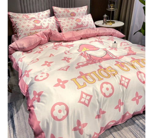 Турмалінова шовкова постільна білизна зі срібною ниткою з рожевим чотирилистним конюшиною Вековий Схід