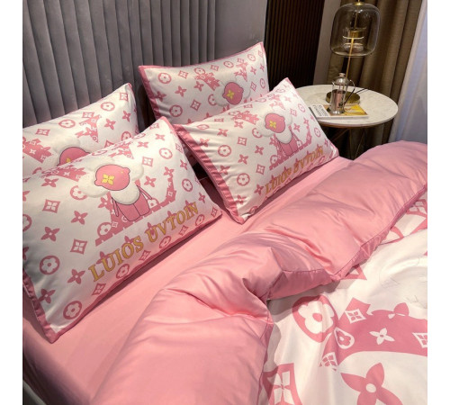 Турмалінова шовкова постільна білизна зі срібною ниткою з рожевим чотирилистним конюшиною Вековий Схід