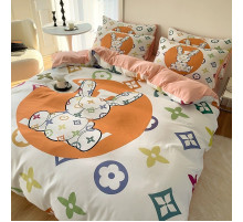 Турмалінова шовкова постільна білизна зі срібною ниткою з різнобарвним чотирилистним конюшином для удачі