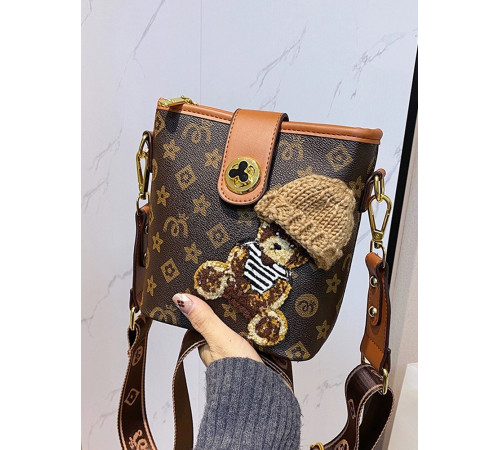 Брендова Сумка із сакральними символами та з Ведмедик Polo Ralph Lauren для удачі та приваблення грошей коричневий