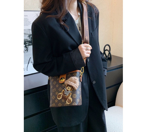 Брендова Сумка із сакральними символами та з Ведмедик Polo Ralph Lauren для удачі та приваблення грошей коричневий