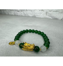 Браслет Дракон із захисною мантрою із Зеленого Нефриту для Здоров'я, Захисти та Багатство з Сінгапуру 9 період