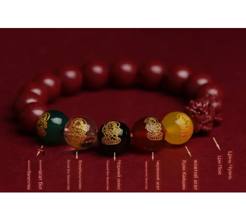 Ексклюзивний Сінгапурський Браслет із Кинарі 5 Джамбал із сакральними мантрами Пі Яо 5 Супер Багатств і удачі