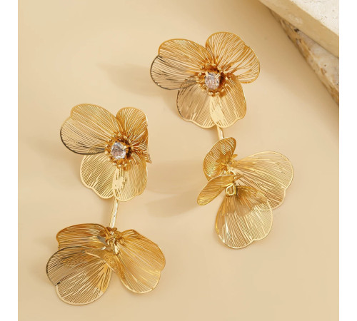 Золоті Сережки Francelli з Фіанітами клас ААА для Любові та Велика енергія й обертання Удачі