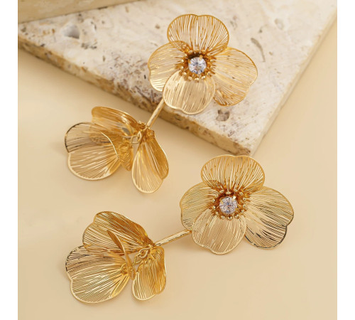 Золоті Сережки Francelli з Фіанітами клас ААА для Любові та Велика енергія й обертання Удачі