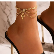 Золота браслет-ланцюжок на ногу Змія Вековий Схід для Здоров'я та Везеня