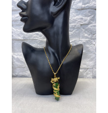 Золота підвіска Сакральний Дракон на Зеленому Турмаліні для влади, Статус, дія залучити Удачу