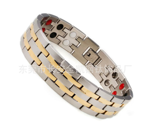 Срібний із Золотим турмаліновим браслетом Ультраміцний Біомагінтний з Титаном, Германієм і Біофотонами 5в1