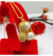 Золота підвіска Арахіс із перлами для цвітіння і Довголіття і Велике Багатство 18 каратів