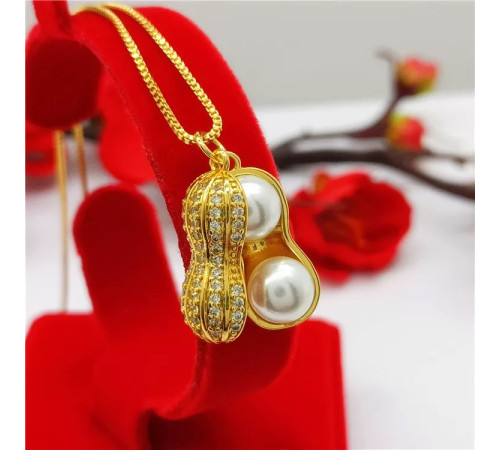 Золота підвіска Арахіс із перлами для цвітіння і Довголіття і Велике Багатство 18 каратів