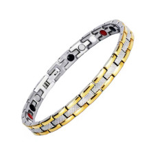 Турмаліновий браслет срібло із золотом тонкий Змія Біомагінтний з Титаном, Германієм і Біофотонами Energy 5в1