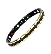 Турмаліновий браслет Чорний із Золотим тонкою Змія Біомагінтний з Титаном, Германієм і Біофотонами Energy 5в1