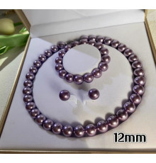 Перлове намисто з Малазійських лавандових перлів Akoya Клас AAA із сережками та браслетом для багатства