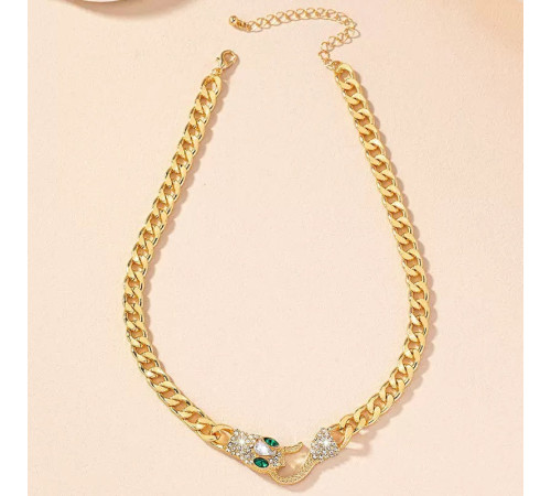 Золота Підвіска Змія з фіанітами для Здоров'я, Багатства, удачі та здійснення Жела