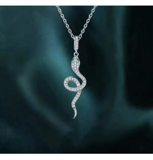 Срібна Підвіска Змія з фіанітами талісман для достатку удачі на рік Змії