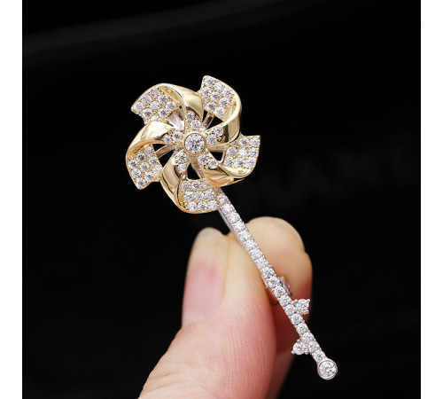 Золота Брошка Віяло удачі з п'ятьма обертовими лезами приваблює чудове удавання, прибирає перешкоди від