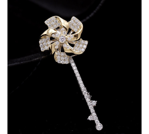 Золота Брошка Віяло удачі з п'ятьма обертовими лезами приваблює чудове удавання, прибирає перешкоди від