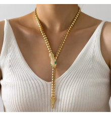 Золота Підвіска Змія з фіанітами та магнітами для Здоров'я, Багатства, удачі та здійснення Жела