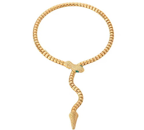 Золота Підвіска Змія з фіанітами та магнітами для Здоров'я, Багатства, удачі та здійснення Жела