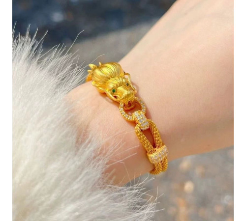 Браслет Дракон Золотий 18 каратів із фіанітами Малайзія Черепи та Здоров'я